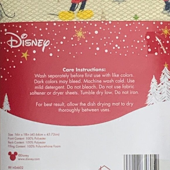 Disney Holiday Set Kitchen Drying Mats Absorbent Christmas Mickey 2 Pack Set Tan - Picture 4 of 14